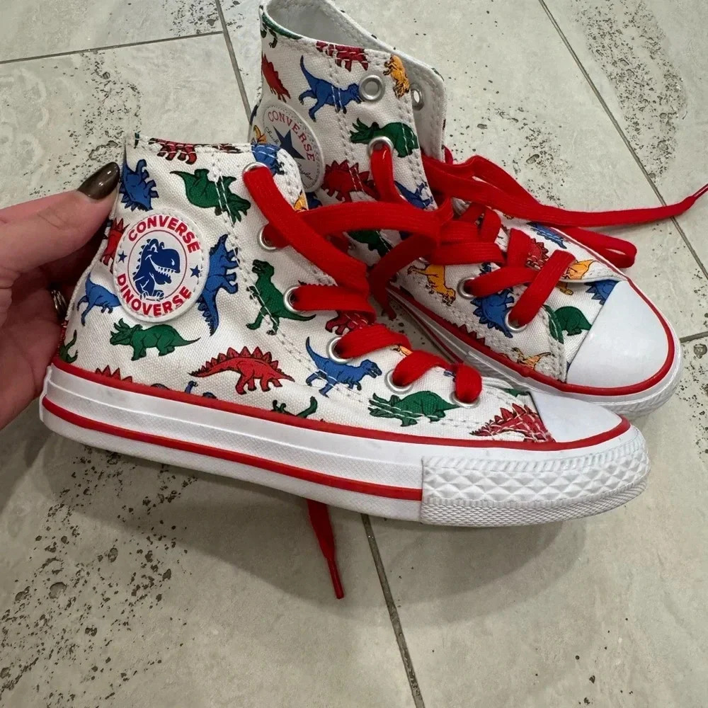 Converse Dinoverse Kid’s Dinosaur Print Tennis Shoes All Star Chuck Taylor - Picture 5 of 8